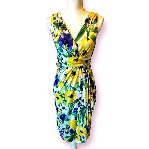 Ralph Lauren Floral Faux Wrap Cascade Dress - Picture 1 of 14